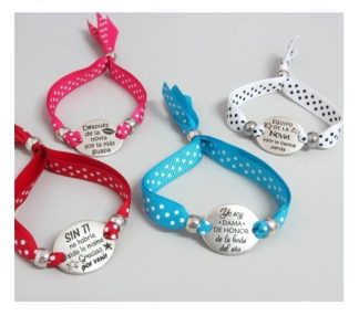 Pulsera cinta lunares plata