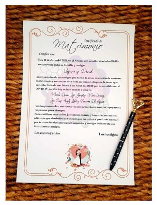 Certificado de matrimonio