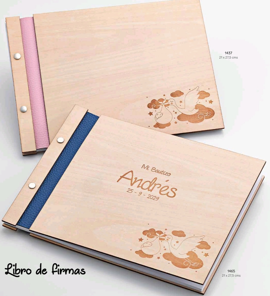 Libro firmas madera Bautizo